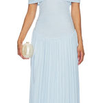 LIONESS  Field Of Dreams Light Soft Blue Stretch Off Shoulder Glam Maxi Dress XS Photo 0