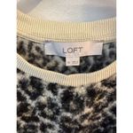 Loft Leopard Print Cozy Sherpa Sweatshirt Size XS Crewneck Warm Polyester Photo 3