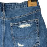 American Eagle  SZ 10 Tomgirl Jean Shorts Distressed Cuffed Hi-Rise Zip-Fly Blue Photo 4