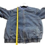 Blue Blush Women’s M Oversized Denim Bomber Jacket Blue Insulated Chore Barn Photo 14