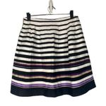 White House | Black Market WHBM White Black Purple Striped Flare Lined A-Line Skirt Women Sz 6 Photo 1