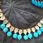 Indian Pakistani Gold and Blue Jewelry Set Photo 1