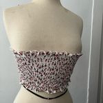 Faithfull the Brand  cream smocked ruffled floral strapless bandeau crop top S Photo 0