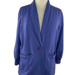 Susan Graver Small Purple Jersey Knit Blazer 1 Button Pockets Stretch Photo 0