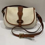 Dooney & Bourke Vintage Purse Cream Brown Equestrian Leather Crossbody Bag Flap Photo 1