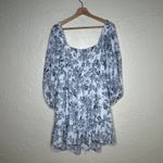 Hunter  & Brown Women's Blue Fleur de Etoile Smocked Empire Mini Dress Size XL Photo 2