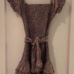 Maia Bergman SZ M Leopard Print Ada Smocked Short Sleeve Mini Dress Worn with Or Without Belt Photo 7