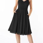 Azazie Black Angie Dress Sz A4 Aline Corset Chiffon Dress Formal Bridesmaid Photo 0