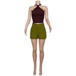 Sézane  Selin Quilted Shorts, Olive Green, FR36/US4 Photo 13