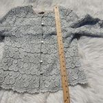 Talbots Shiny Metallic Scalloped NWT New Size 4 Crochet Knit Rayon Button Blaze Photo 8