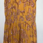 Nanette Lepore Nanette Lepore Dress Sz 8 Gold Floral Smocked Neck Pleated Sleeveless High Low Photo 3