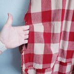 TALULAH  Red and Cream Plaid Oversized Tunic Dress Photo 4