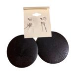 Earrings Black Wooden Circle Dangle Geometric Modern Elegant Design Photo 1