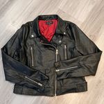 Love Tree Black Leather Moto Jacket Asymmetrical Design Photo 3