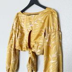 Camila Coelho Marcia Top Gold Tropical Metallic Resort Party Blouse Size S Photo 4