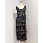 K Studio Women's Black Brown Floral Print Boho Vintage Midi Dress Size 10 Photo 3