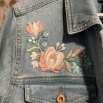 Denim & Co Embroidered Button Front Jean Jacket Blue Size L Photo 1