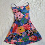 Princess Polly Greta Floral Mini Dress Satin Patchwork 2 XS Photo 0