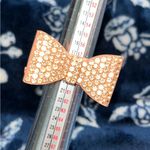 Vintage Ring Peachy Pink Bow Rhinestone Enamel Metal Ribbon Statement Stretch Photo 5