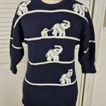 Vintage The Glory B By Gloria Furman Navy Embellished Elephant Sweater Medium Blue Photo 0