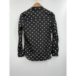 Equipment Femme XS Black Button Down Shirt White Heart Print Long Sleeve Photo 5