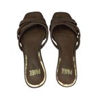 Paige  Dina Slide Sandal Womens 8 Brown Leather Square Toe‎ Criss Cross Strappy Photo 4
