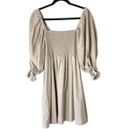 Kourt Tan Smocked Puff Sleeve Mini Dress Size XS Photo 2