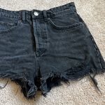 ZARA Black High Rise Distressed Cheeky Denim Shorts Size 2 Photo 8