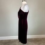 Alex Evenings Velvet One Shoulder Cocktail Dress Size 16 Wine Red Long Sleeve Photo 4