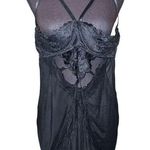 Sleek Black Satin Chemise with V Photo 0
