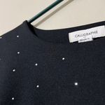CALLIGRAPHIE womens size XS womens black pullover blouse rhinestones longsleeve Photo 2