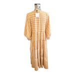 ON YOU White and Camel Gingham Maxi Dress Tan Photo 1