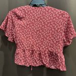 SheIn Red Floral Blouse w/Front Tie, Size M Photo 1