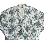 90s Vintage Floral White Cropped Denim Jacket Bridge Sports Wear Large Photo 0
