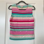 Petite Sophisticate Silk Blend Stretch Striped Sequin Knit Tank Top Sleeveless Photo 3