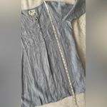 Andrea Jovine Blue 3/4 Sleeve Bib Collar Tunic 100% Linen Chambray Photo 9