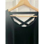 Athleta Crossback Sweatshirt Dress Size Small Black Short Sleeve Modal Women's Photo 4