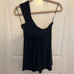 EXPRESS Y2K One shoulder black shirt with gold ring detail size medium Photo 3