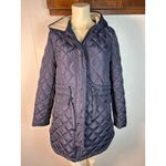 French Connection  women's hooded longline quilted parka in navy blue Size S Photo 1
