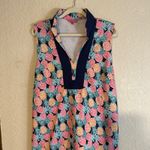 Simply Southern  Pineapple Print Tunic Dress  XL Sleeveless Collared Navy Trim Photo 8