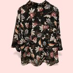 Cute sheer floral 3/4 sleeve blouse whimsigoth flowy boho Simply Emma NWT 2X Red Photo 2