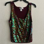 Siegel Silk Blend Sequin Y2K Burgundy Tank Top S Red Photo 2