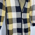 CAbi Sweater Coat Hooded Cardigan Plaid XS Style 4229 Yellow Navy White Photo 2