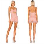 superdown Revolve  Peach Coral Pink Lace Romper Photo 1
