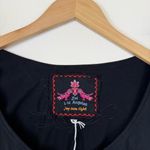 Johnny Was  Floral Embroidered Black Tunic Tank Mini Dress Ruched Side Photo 4