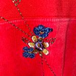 Vintage Koret City Blues Red Sweatshirt embroidered flowers cottagecore sweater Size XL Photo 4
