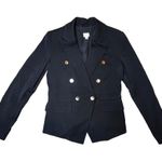 A New Day Women's Black Crop Trench Jacket Blazer Sz 6 Gold Buttons - Bloggers Military Photo 1