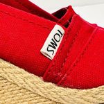 Toms Classic Red Canvas Wedge Espadrille Peep Toe Shoes Sandals Photo 8