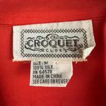 VTG 90s Croquet Club 100% Silk Red Button Up Blouse Sz M Retro Closet Staple Size M Photo 2