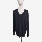 AQUA  Cashmere 100 Percent Cashmere V Neck Black Sweater Women’s Size Large L Photo 2